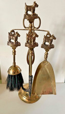 VTG Brass Scottish Terrier Fireplace Tools Peerage England Rare 5 pc Ornate 17