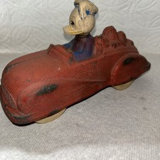 WALT DISNEY DONALD DUCK AND PLUTO CAR  SUN RUBBER Co. VINTAGE TOY *LOOK NICE TOY picture