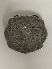 Vintage 800 Fine Silver Floral Etched Pill Box picture