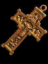 Antique 19th Century Orthodox Cross Bronze Byzantine Religious Devotional Cross picture