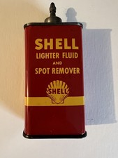 Vintage 1940's Shell Lighter Fluid & Spot Remover Handy 4 Oz. Oiler Tin picture