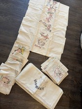 7 Vintage Hand Embroidered Days of The Week-Chores- Kitchen Tea Towels Lot picture