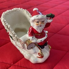 VTG Napco Santa Planter on Sled ILX860/L Spagetti Trim picture
