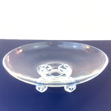 STEUBEN SIGNED CRYSTAL LOW FOOTED CENTERPC BOWL 4 SCROLL FEET #7909 JOHN DREVES  picture