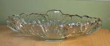 Vtg Jeannette Glass Gondola Bowl - Console Bowl - Gold Edging - 15