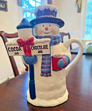HERSHEY'S CHOCOLATE Snowman Teapot w/ Lid, Ceramic, Cozy, Cute, Charming, Unused picture