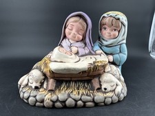 Vintage Ceramic Nativity Hand Painted Mary Joseph Baby Jesus Christmas Decor picture