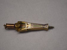 2 sided Art Deco Egyptian Revival Mechanical Pencil Pendant Enamel Metal marked picture
