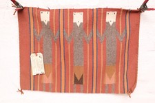 Antique Navajo Rug native American Indian Yei Pictorial Textile 24x17 VTG Weave picture