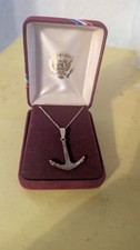 Rare Vintage Solid 14K Gold Presidential Anchor Pendant & 10k Chain in  Box picture