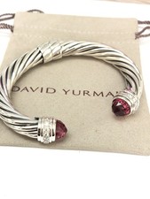 David Yurman 10mm Cable Classics Bracelet 925 Silver Tourmaline& Diamonds picture