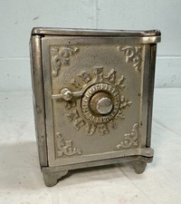 Antique 19th century Cast Iron Ideal Security Safe lock Deposit Coin Still Bank picture
