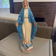 BEAUTIFUL  Older Plaster Statue of MARY Our Lady of Grace chalice co picture