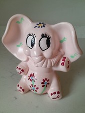 Vintage Kitsch Anthropomorphic Chalkware Pink Elephant Bank Japan EUC Complete  picture