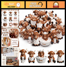 45 Pcs Mini Resin Highland Cow Figurines - Cute Bathroom Decor, Calf Lover Gifts picture