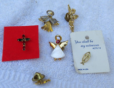 LOT OF 6 VINTAGE RELIGIOUS Angels, Crosses, Fish Pins. picture