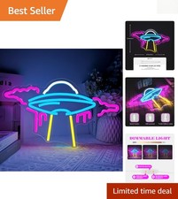 22-Inch UFO Neon Sign - LED Alien Light for Kids Room, Game Room, Party Decor picture