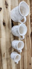 Vintage Set-0f-4 White-Ceramic Glazed Measuring Cups Jugs Grape + Leaf picture