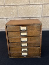 Vintage Antique Wooden 6 Drawer File Cabinet picture