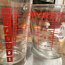 Vintage Red Glass Measuring Set - MCM Libbey & 516 Pyrex 2-Cup Bundle picture