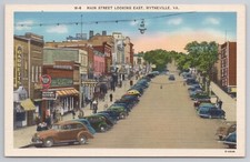 Main Street Looking East Wytheville Virginia VA 1940s Postcard Old Cars Business picture