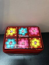 Mexican pottery trinket box Taxco Mexico Hand Painted With Bright Colors Flowers picture