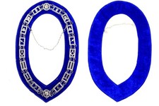 Masonic Regalia Blue Lodge Chain Collar Silver Plated Blue Backing picture