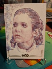 Topps Star Wars Gold Foil Sketch Princess Leia Sketch by Angelina Benedetti ✍🏻 picture