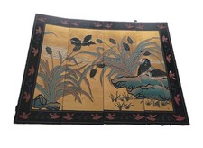 Vtg Asian Wall Art 4 Lacquer Panels Oriental MCM 48x36 Birds Hollywood Regency  picture