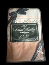 Vtg Laura Ashley Solids 2 Standard Pillowcases Peach w/Floral Border New picture
