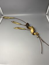 Vintage Metal Art Sculpture Wheat Stalk Branch Wall Hanging Brass Copper 30” picture