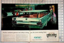 1959 Pontiac Safari Station Wagon Vintage Ad Wide-Track Wheels Classic Car picture