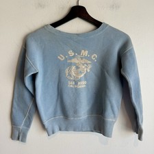 Vintage 50s 60s USMC Marine Corps Sweatshirt Baby Blue Small picture