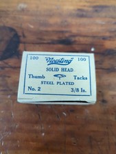 Vintage  104 PC Noesting Thumb Tacks No. 2  Plated Steel In Box USA  3/8 inch picture