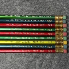 Vintage Eberhard Faber Tinsel-Tint 3801 No 2 Pencils Lot of 9 USA Multi Color picture