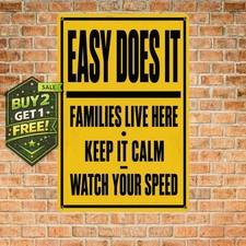 Neighborhood Slow Down Bold Black Sign Metal Plaque 8x12 picture