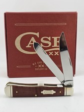 Case XX #10849 Brown Curly Maple Wood Smooth Trapper 7254 SS Cigar Box Knife picture