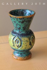 FAB VTG ITALIAN POTTERY GAMBONE ART 50'S 60S VASE ORIG BLUE MID CENTURY MODERN picture