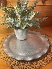 Vintage Federal Florette Design Marked Aluminum Round Ruffled Edge Tray Platter picture