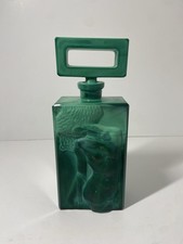 Vintage Malachite Glass Green Slag Nude Woman Perfume Bottle Art Czechoslovak picture