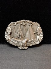 Vintage 1993 GAP Native American Belt Buckle Tepees Eagle Feathers USA #3113 picture