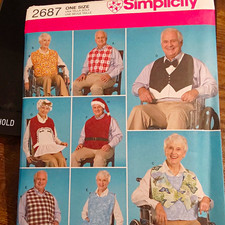 Simplicity Sewing Pattern 2687 ADULT CLOTHING PROTECTORS BIBS NEW UNCUT PATTERN picture