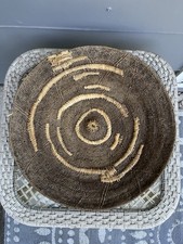 Makenge? Handwoven Natural Fiber Basket/Tray  17 In Wide 2.5 In High Vintage? picture