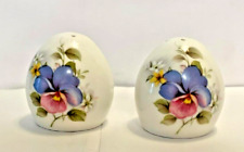 Vtg. Sanford Salt & Pepper Shakers Floral Pattern Egg Shaped Excellent Condition picture