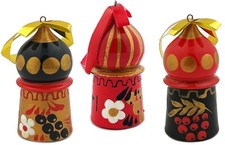 Church Domes Wooden Handmade Russian Christmas Ornaments Hand Painted Khokhloma picture