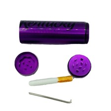 All in One Metal Dugout & Grinder w/ Glass Bat Tobacco Smoking Pipe Purple Case picture