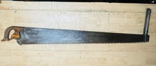Antique Rare Geo. Bishop 2 Person Crosscut Handled Saw Tool picture