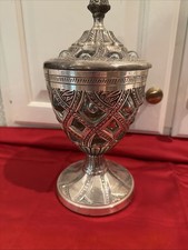 Vintage Caged Bubble Glass Apothecary Jar With Lid 10.75” Tall picture