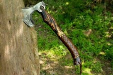 CUSTOM HAND FORGED Carbon Steel Viking VALHALLA Axe Tomahawk Throwing Axe+Sheath picture