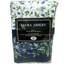 VINTAGE LAURA ASHLEY King Pillowcases Set of 2 Bramble Floral Blue Green NOS picture